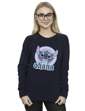Women's Lilo & Stitch Ohana Circle Sweatshirt in Navy Size: Medium - Navy - Size: M - Disney - FashionsVida