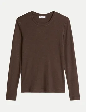 Marc O' Polo Rippjersey-Longsleeve Braun M - Marc O'Polo - FashionsVida