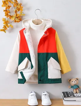 Chaqueta De Invierno Cálida Y Gruesa Con Forro De Color En Contraste Informal De Moda Para Niño - Shein - FashionsVida