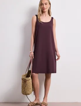 Knielanges Kleid mit gerafften Trägern female Rot