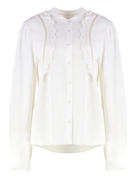 Filippa Viscose Blouse with Front Embroidery and Buttoned Cuffs