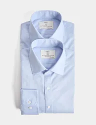 Ultimate 2 Pack Regular Fit Non Iron Shirts Blue Mix male