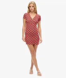 Superdry Damen Minikleid mit Print Orange - Größe: 44