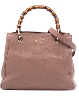 Small Calfskin Bamboo Shopper Satchel - Gucci - FashionsVida