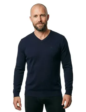 Maglione Con Scollo A V 103827 Basic Knit Knitted Navy Melange 3XL