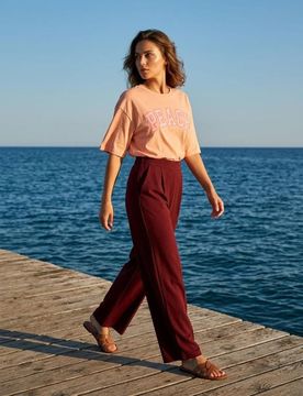 T-shirt in cotone con scritta - arancione