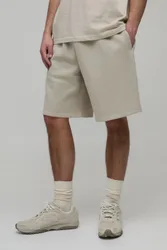 Mens Basic Baggy Fit Jersey Short - Beige Cotton - Size Large