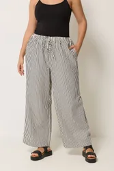 Stripe Wide Leg Trousers - Multicolor - Size: 18