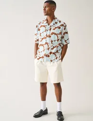 Relaxed Fit Printed Short Sleeve Shirt Brown Mix male