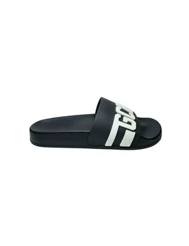 Scarpe Uomo Sliders logo chain black-white - Gcds - FashionsVida
