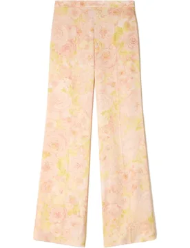 Pantalones de campana de mujer fluidos con estampado de flores - sandro - FashionsVida