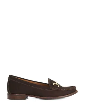 Wide Fit Leather Slip On Flat Loafers Brown female - Dune london - FashionsVida