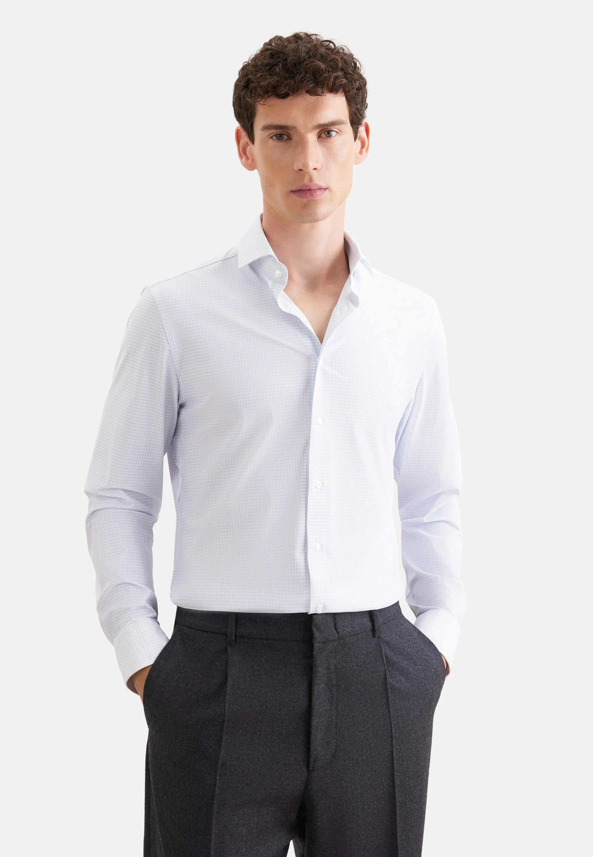 Slim Performance-Hemd Druck Blau 43 - Seidensticker - FashionsVida