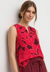 Top mit Strukturmix und Print female Rot