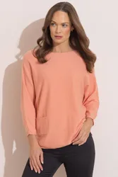Women's Batwing Jumper in Peach Size: Large - Peach - Size: L