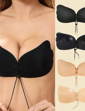 Piezas Juego de sujetador push-up autoadhesivo invisible - Sujetador sin tirantes y sin espalda, levantamiento sin costuras, transpirable y antidescol - Shein - FashionsVida