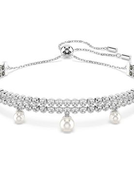 Braccialetto Ariana Grande x , Crystal Pearl, Taglio Round, Bianco, Placcato rodio OS