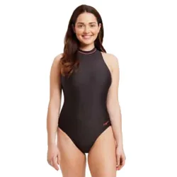 Cable Zipped Hi Neck Swimsuit Black 32 Women