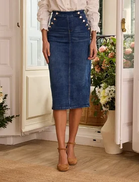 Falda midi talle alto de mujer - Polin et Moi - FashionsVida