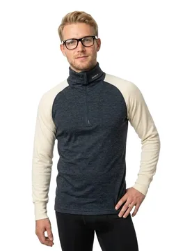 T-shirt à Manches Longues Avec Demi-zip Expedition Merino Silk Ink / Offwhite 2XL - Devold Of Norway - FashionsVida