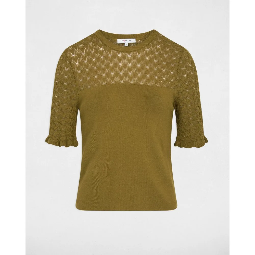 Jersey de mujer de mangas cortas efecto calado - Morgan - FashionsVida