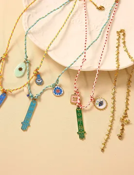 Original design knotted cotton rope necklace women's with stainless steel dripping oil Fatima hand pendant necklace gift - Aliexpress - FashionsVida