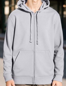 Felpa con cappuccio e zip con tasche - grigio chiaro
