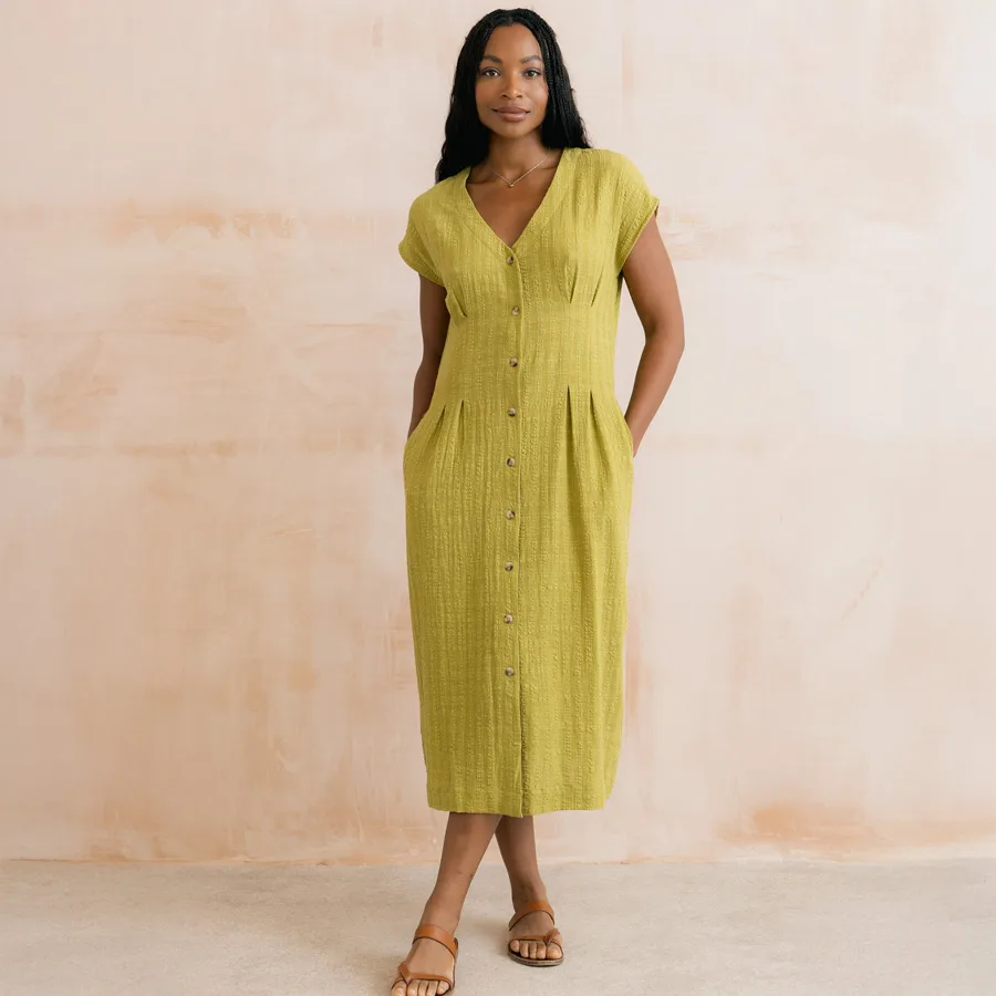 Drift Seersucker Dress - Lime - Lily & Me - FashionsVida