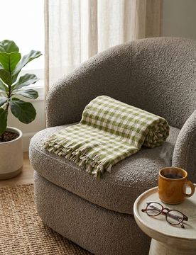 Coperta con frange - verde scuro