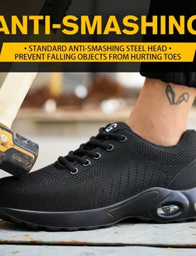 Zapatos de con puntera de acero ligeros, zapatillas de trabajo con puntera de acero, zapatos de fáciles de usar, zapatos de trabajo deportivos transp - Shein - FashionsVida