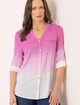 Women's Embellished Dip Dye Shirt in Pink Size: 20 - Pink - Size: 20 - Klass. - FashionsVida