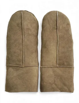 Womens Real Sheepskin Suede Mittens Warm Gloves - - Size: S - Infinity - FashionsVida