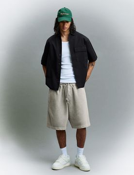 Bermuda Boxy Fit Imprimée S Gris