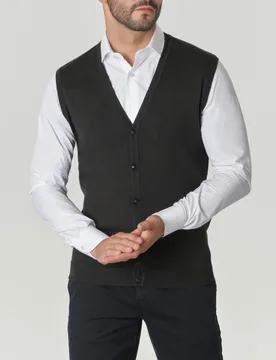 Gilet verde bottiglia tinta unita con bottoni - Paul Baker - FashionsVida