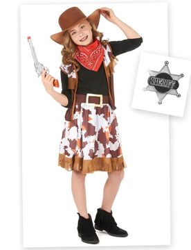 Cowgirl-Kostüm-Set für Mädchen 7-teilig braun - female