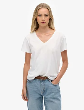 Cotton Rich V-Neck T-Shirt White female - Superdry & Co - FashionsVida