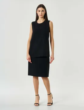 Gonna corta nera Studio in cady con pince in vita e zip sul retro - Max Mara - FashionsVida