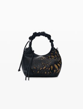 Bolso Troquelado Pequeño, Mujer, Poliuretano, Negro, U