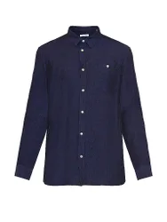 Camicia di lino blu S
