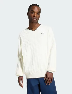 MAGLIONE CABLE KNIT V-NECK L Cloud White - Adidas - FashionsVida