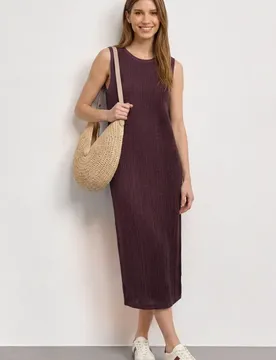Midikleid aus Spitze mit Rundhals female Rot