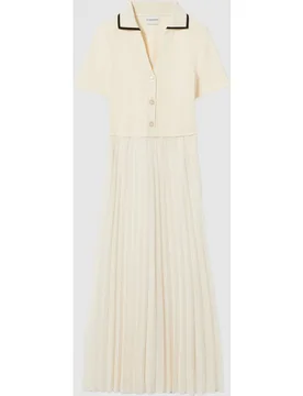 Vestido midi fluido con trampantojo de camiseta y falda plisada - CLAUDIE PIERLOT - FashionsVida