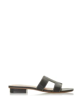 Women's 'Loupe' Leather Sliders in Black Size: 3 - Black - Size: 3 - Dune london - FashionsVida
