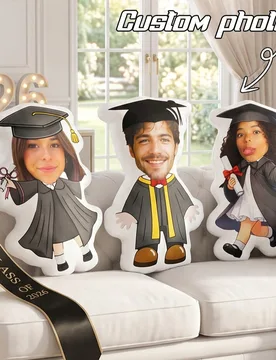 Pieza Almohada de graduación personalizada a partir de foto, almohada de muñeca de graduado personalizada con diseño de cara divertida, regalo de g - Shein - FashionsVida
