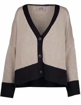 Cardigan - 470280 - Beige/Nero - MeME ROAD - FashionsVida