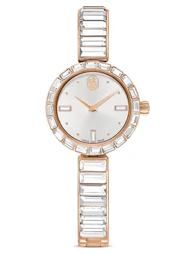 Orologio Matrix bangle, Fabbricato in Svizzera, Bracciale in cristallo, Bianco, Finitura in tono oro rosa OS - Swarovski - FashionsVida