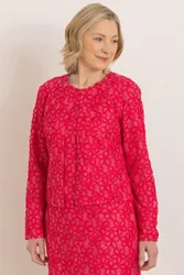 Women's Textured Floral Lace Peplum Jacket in Pink Size: 12 - Pink - Size: 12