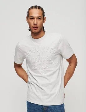 Superdry Herren Workwear T-shirt mit Geprägter Grafik Hellgrau - Größe: M - 39.99 - FashionsVida