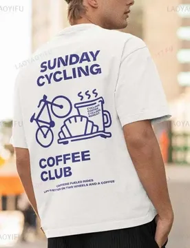 Sunday Cycling Coffee Club Graphic T Shirts Unisex Woman Man Summer Bicycle High Quality Cotton T-shirt Classic Breathable Tops - Aliexpress - FashionsVida