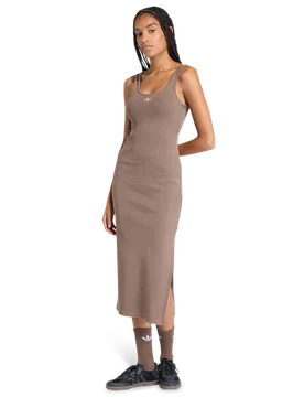 Essentials Rib Tank Maxi Dress Washed Damen Röcke - Braun - Größe XXL (50-52) - Baumwoll-Jersey Brown XXL (50-52) - Adidas - FashionsVida